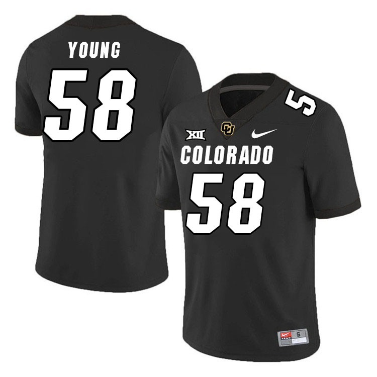 Colorado Buffaloes #58 Noah Young Big 12 Conference College Football Jerseys Stitched Sale-Black